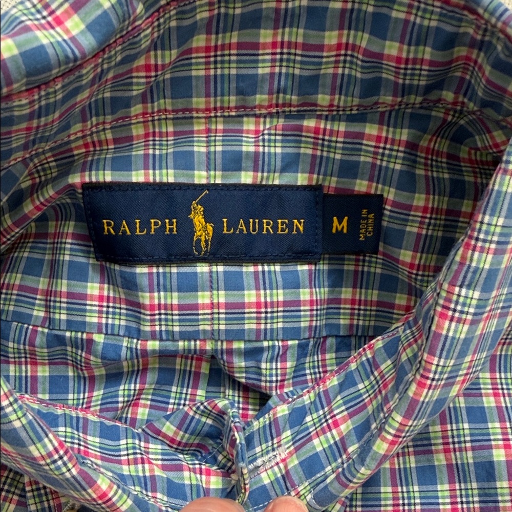 Polo Ralph Lauren Long Sleeve Blue and Pink‎ Plaid Shirt - Picture 2 of 8
